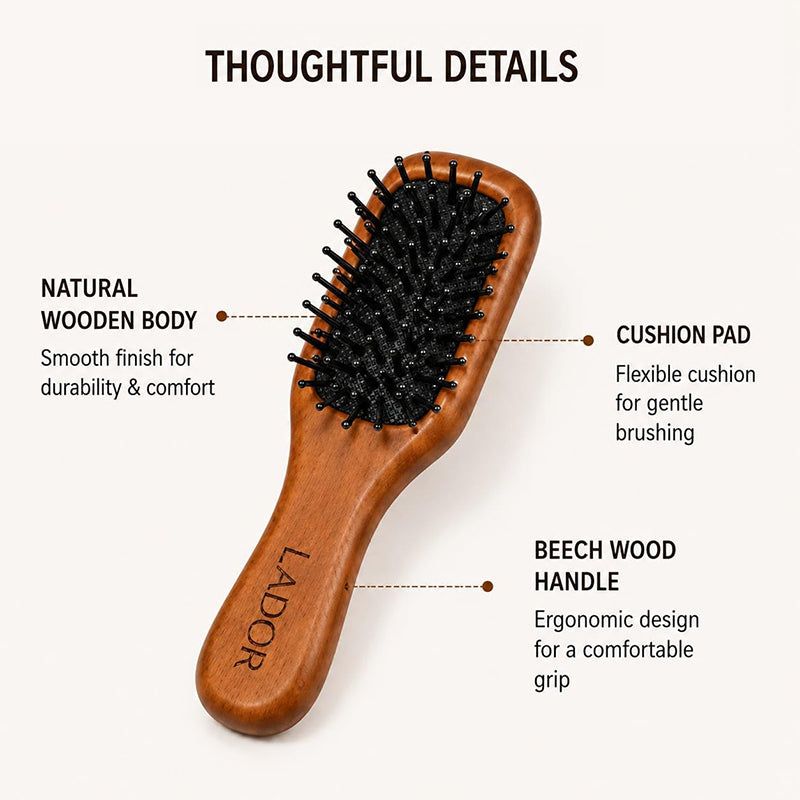 Lador Mini Wooden Paddle Brush