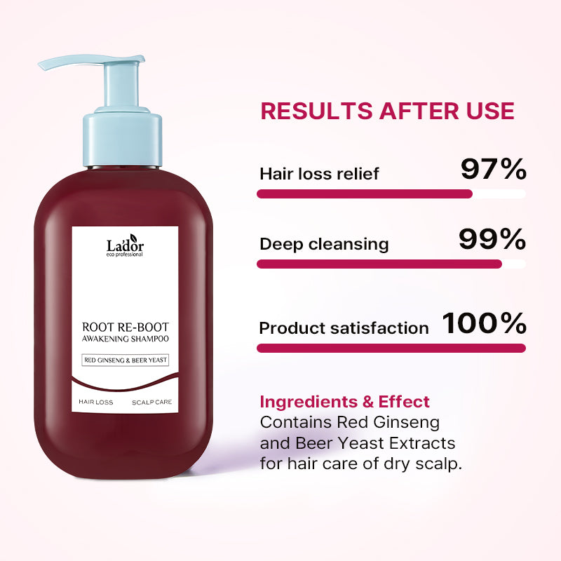 Lador Root Re-Boot Awakening Shampoo (Red Ginseng & Beer) 350ml