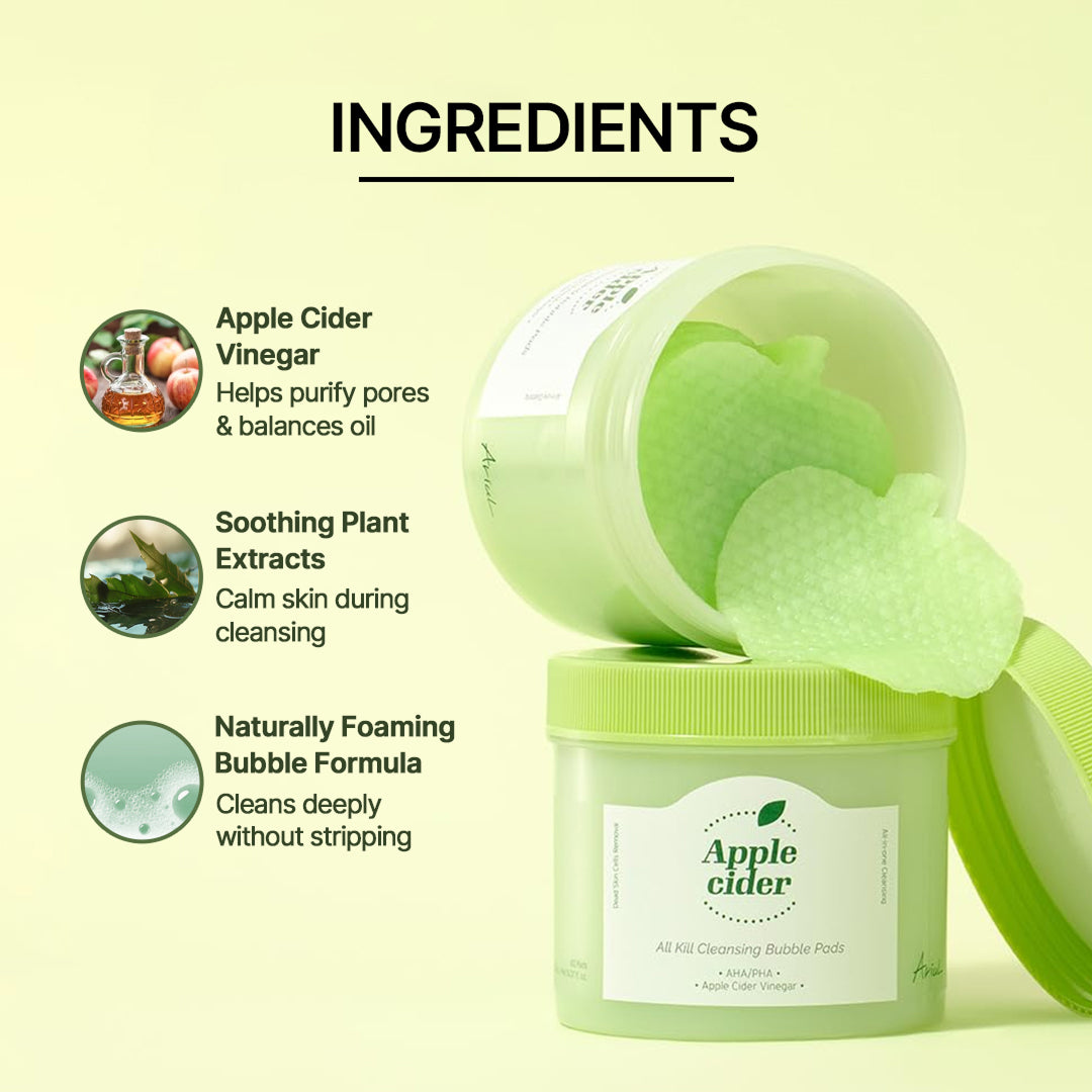 Ariul Apple Cider All Kill Cleansing Bubble Pads - 60pads