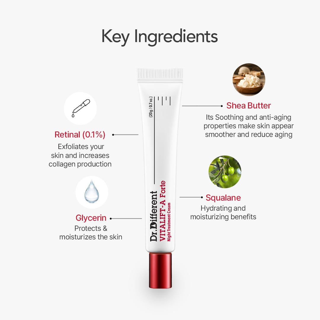 Dr. Different VITALIFT-A Forte Night Treatment Cream (0.1% Retinal) - 20gms