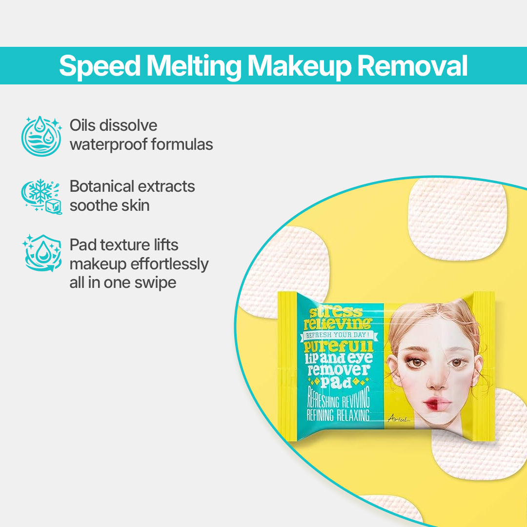 Ariul Perfect Purefull Lip and Eye Remover Pad - (30 sheets)