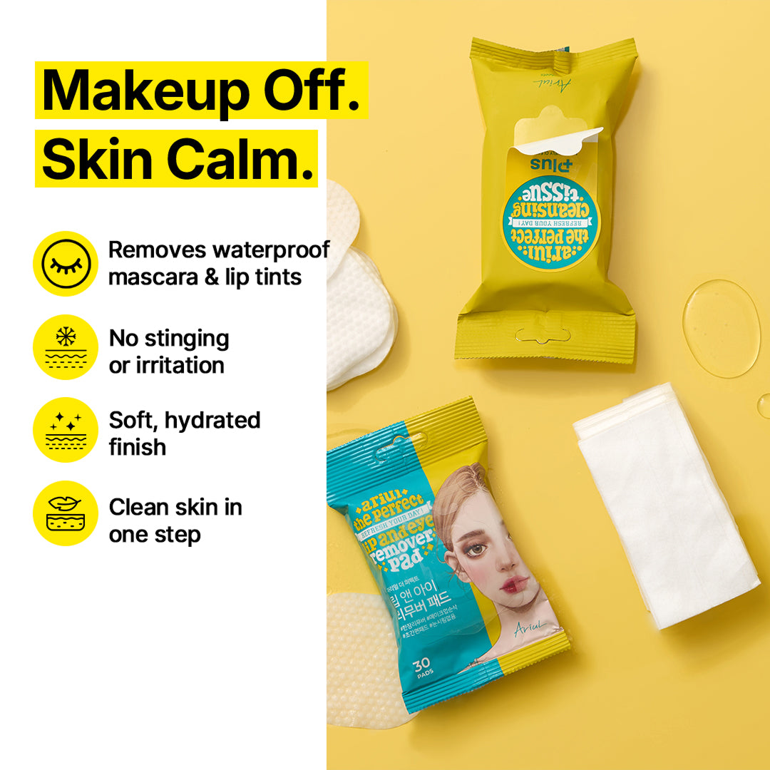 Ariul Perfect Purefull Lip and Eye Remover Pad - (30 sheets)