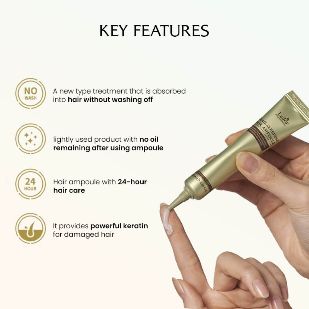 Lador Snail Sleeping Hair Ampoule (Leave-in treatment) - Pack Options: 1 or 5